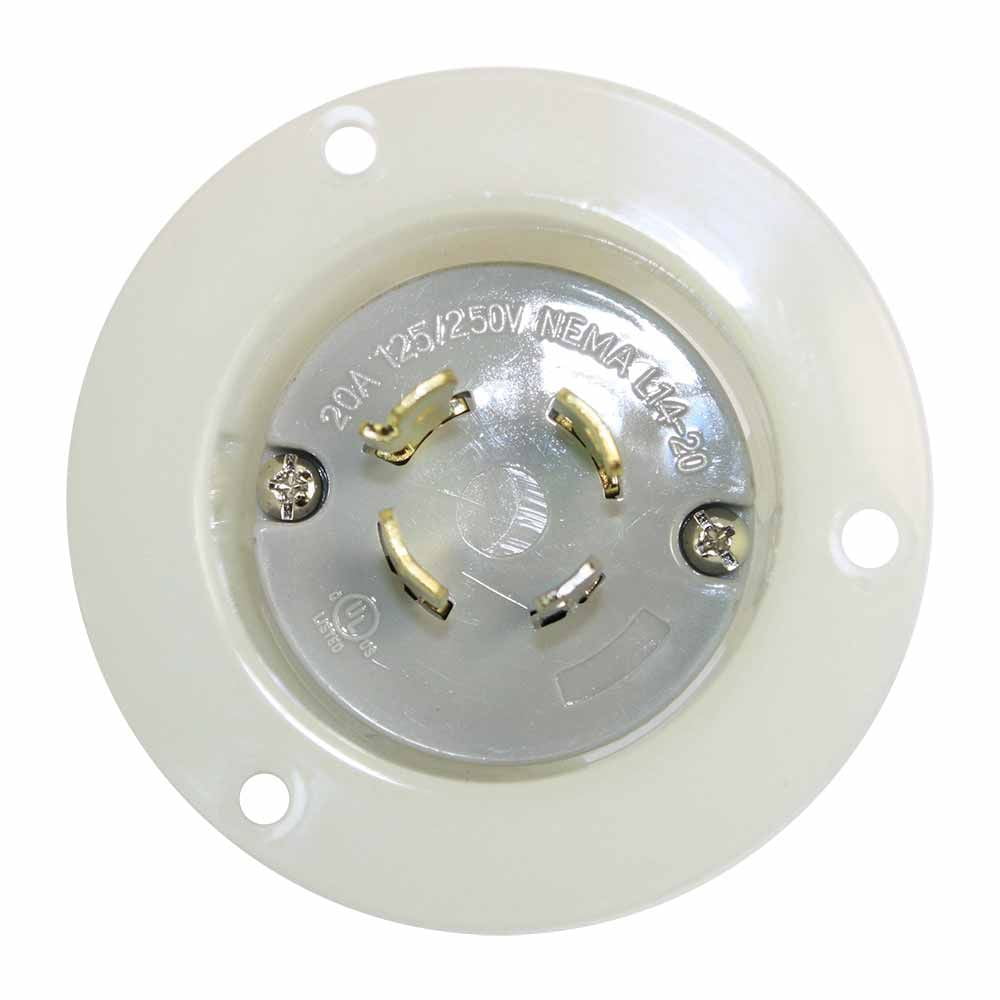 Superior Electric YGF170 Twist Lock Flange Plug 3-Pole 4-Wire 20A 125/250V NEMA L14-20P