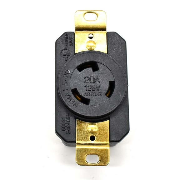 Superior Electric?YGP018F?Twist Lock Wall Mount Electrical Receptacle 3 Wire, 20 Amps, 125V, NEMA L5-20R