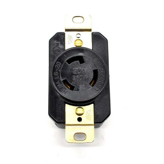Superior Electric?YGP023F?Twist Lock Wall Mount Electrical Receptacle 3 Wire, 20 Amps, 250V, NEMA L6-20R