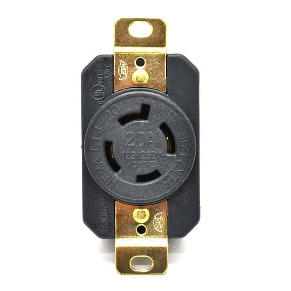 Superior Electric YGP025F Twist Lock Wall Mount Electrical Receptacle 4 Wire, 20 Amps, 125/250V, NEMA L14-20R