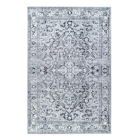 Superior Elodi Geometric Floral Indoor Area Rug,5' 7" x 8' 9", Charcoal