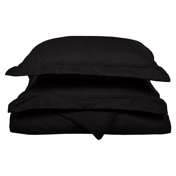 Superior Embroidered Duvet Cover Set, Twin/ Twin XL, Black