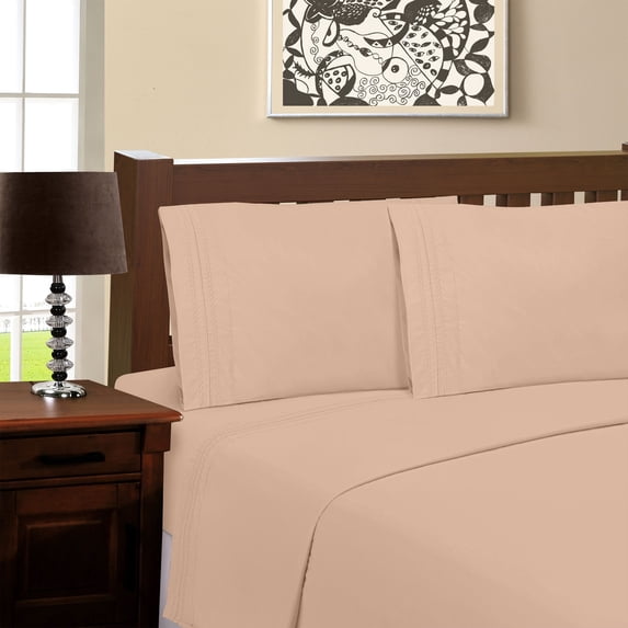 Superior Embroidered Microfiber Pillowcase Set, King, Tan