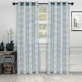 thumbnail image 1 of Superior Quatrefoil Embroidered Sheet Grommet Curtain Panel, Set of 2, 42" W x 84" L, Light Blue, 1 of 5
