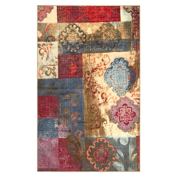 Superior Emory Patchwork Non-Slip Indoor Area Rug, 7' x 9', Brown