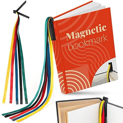 Superior Essentials Magnetic Bible Bookmark - Genuine Leather, Attachable Bible Ribbon Bookmarks for Book Lovers with 5 Strings - No More Flipping Pages Using Our Bible Page Marker 1PC, Rainbow
