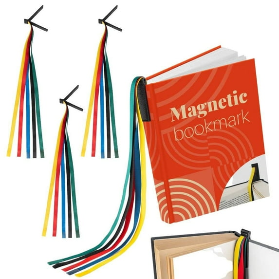 Superior Essentials Magnetic Bible Bookmark - Genuine Leather, Attachable Bible Ribbon Bookmarks for Book Lovers with 5 Strings - No More Flipping Pages Using Our Bible Page Marker 3PC, Rainbow