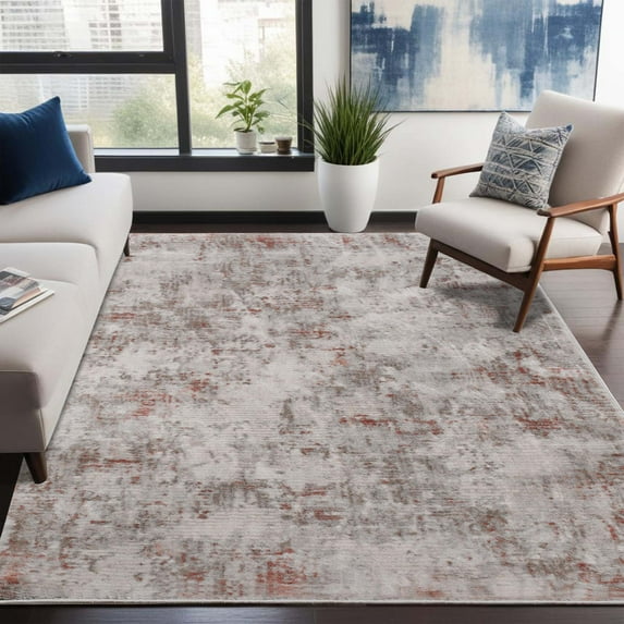 Superior Euphemia Distressed Modern Indoor Area Rug, 9' x 12', Rust