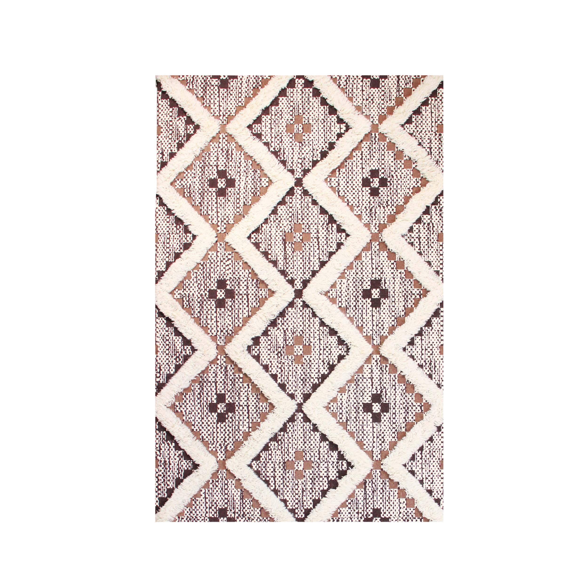 Superior Evren Hand-Tufted Cotton/Wool Textured Geometric Tan/Chocolate ...
