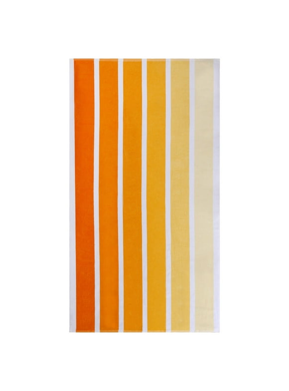 Superior Faded Stripes Cotton Absorbent Oversized Beach Towel, Yellow