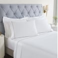 thumbnail image 1 of Superior Fieldstone Embroidered Cotton Bed Sheet Set, California King, White/Silver, 1 of 11
