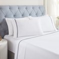 thumbnail image 1 of Superior Fieldstone Embroidered Cotton Bed Sheet Set, Twin XL, White/Navy Blue, 1 of 10