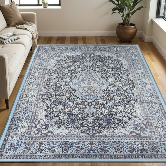 Superior Fiorella Floral Modern Indoor Area Rug,7' 6" x 9' 6", Azure