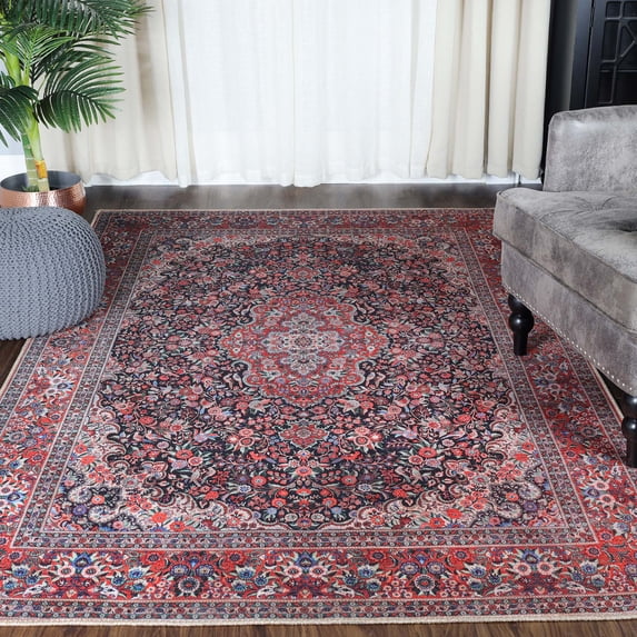 Superior Fiorella Floral Modern Indoor Area Rug,7' 6" x 9' 6", Berry Red