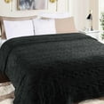 thumbnail image 1 of Superior Arctic Fleece Boho Knit Jacquard Blanket, King, Black, 1 of 7