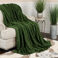 thumbnail image 1 of Superior Arctic Fleece Boho Knit Jacquard Blanket, Throw, Green, 1 of 7