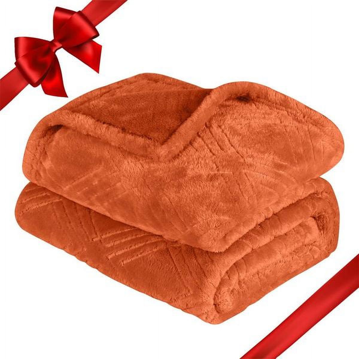 Superior Fleece Diamond Flannel Fluffy Blanket, Full/Queen, Orange Rust