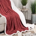 thumbnail image 1 of Superior Nuuk Fleece Reversible Lattice Blanket, Throw, Poppy Red, 1 of 7