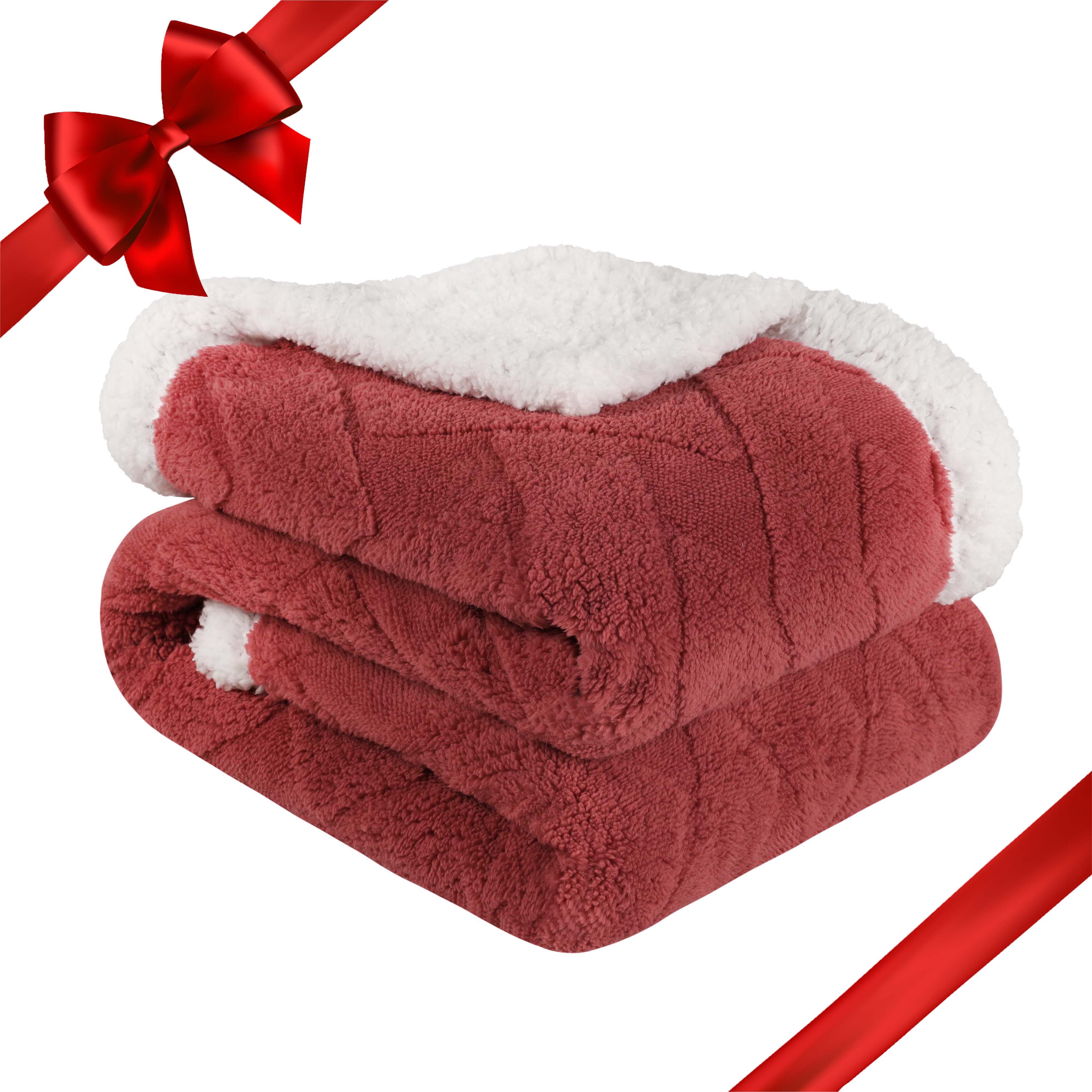 Somerset Home Floral Etched Fleece Blanket with Sherpa