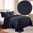 thumbnail image 1 of Superior Fleur De Lis Cotton Decorative Bedspread and Sham Set, King, Navy Blue, 1 of 10
