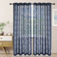 thumbnail image 1 of Superior Floral Sheer Curtain Panel 2 Piece Set, 52" x 108", Navy Blue, 1 of 4