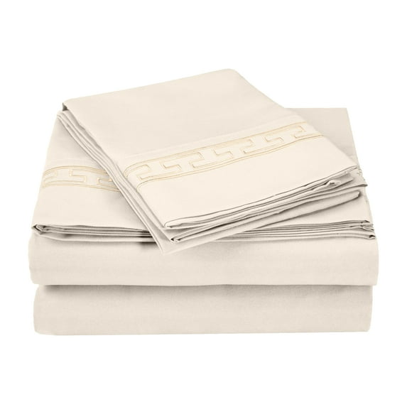 Superior Fogarty Embroidered Microfiber Sheet Set, Cal King, Ivory