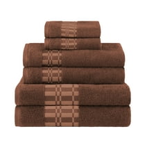 Superior Geometric Border Assorted 6-Piece Cotton Bath Towel Set, Chocolate