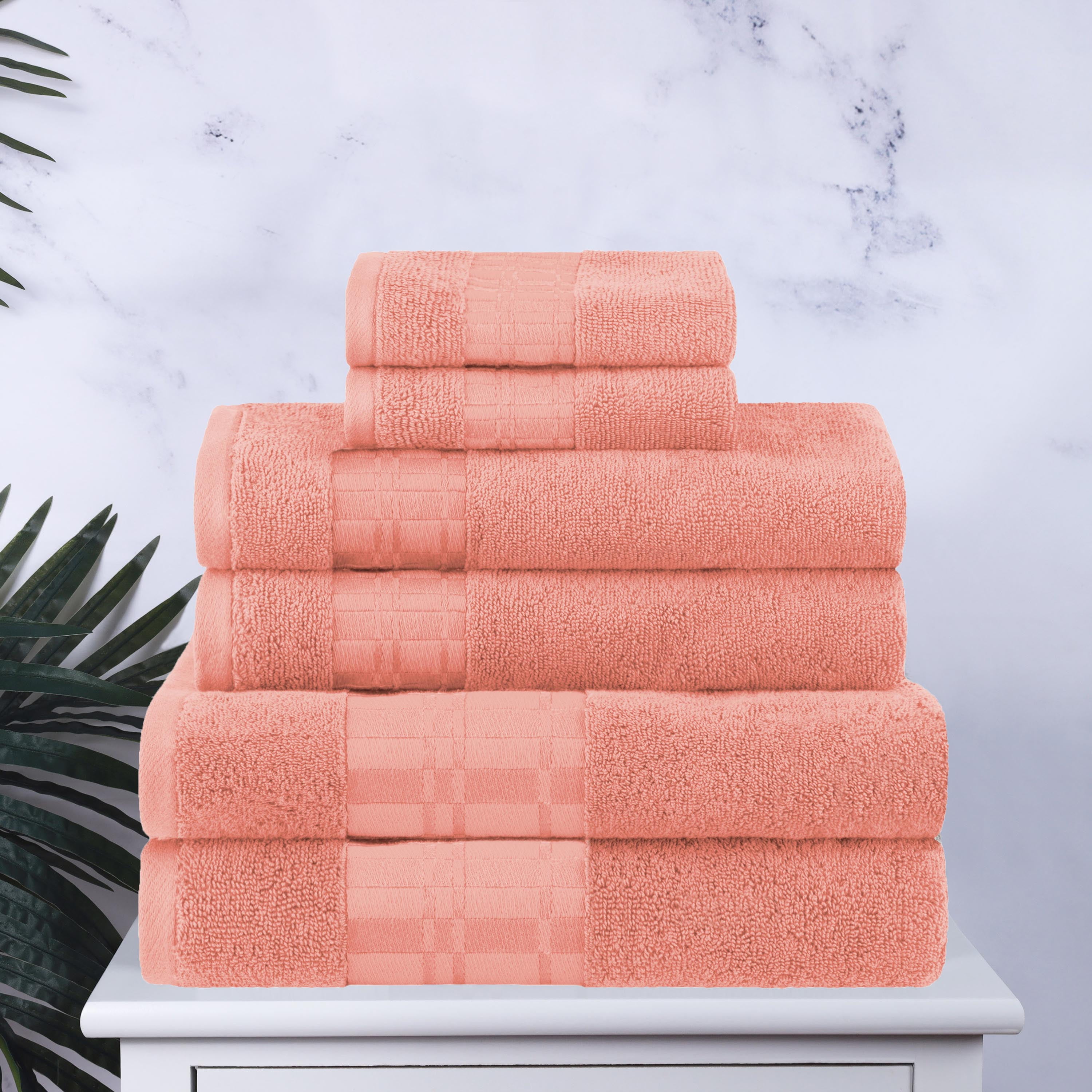 Coral Organic Cotton Geometric Pattern Bath Towel Set