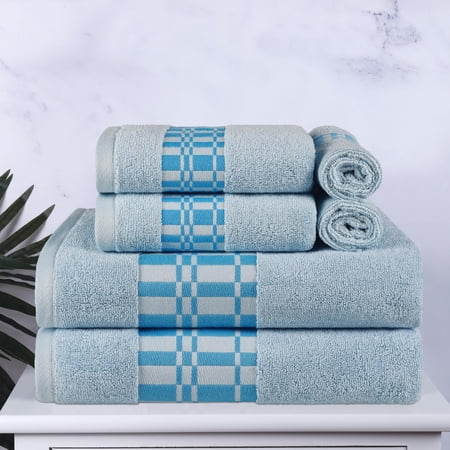 Superior Larissa 6-Piece Cotton Embroidered Towel Set, Light Blue