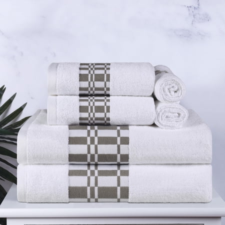 Superior Larissa 6-Piece Cotton Embroidered Towel Set, White