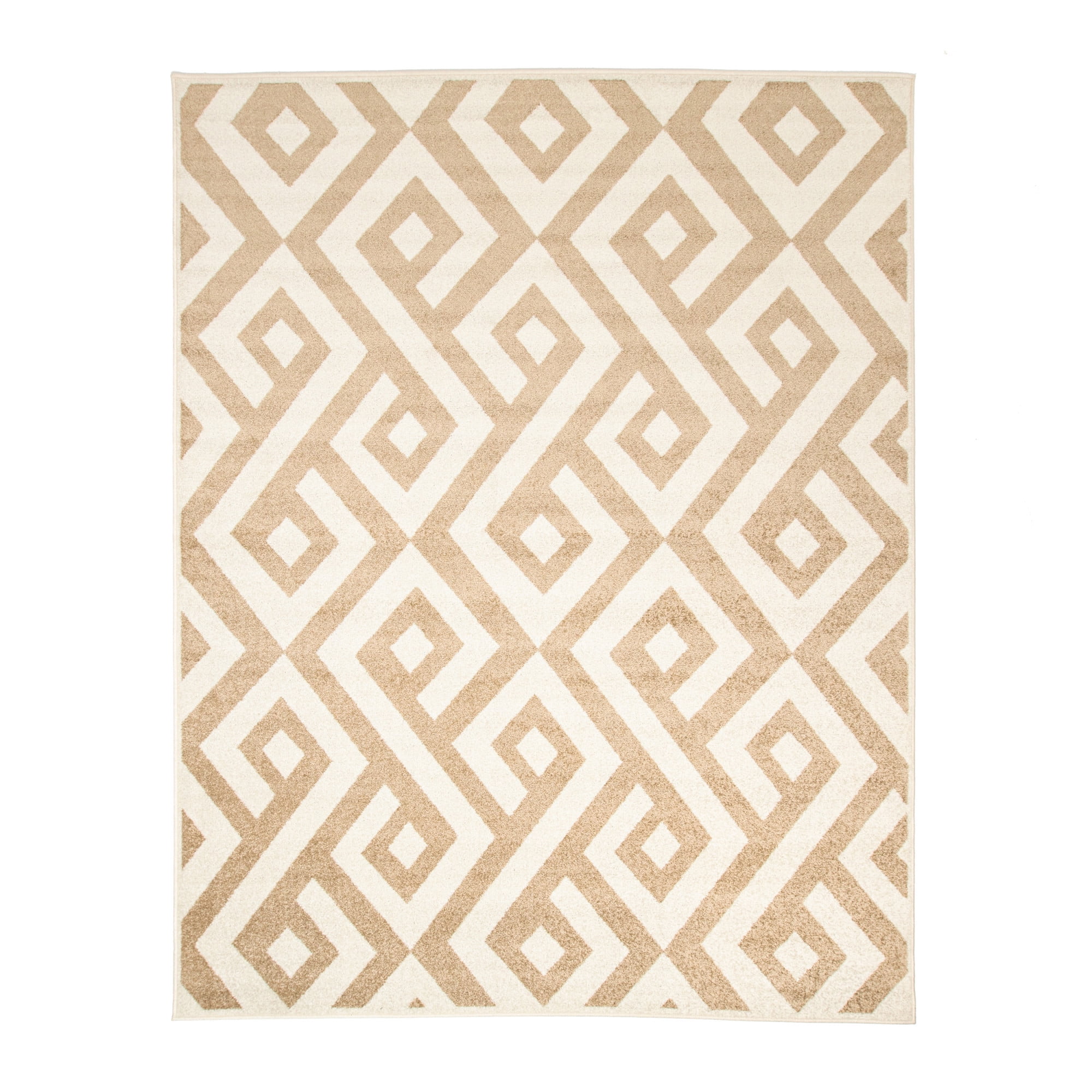 Ivory Geometric Synthetic 5'x8' Rectangular Area Rug