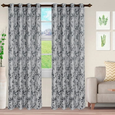 Superior Ghera Jacquard Semi Sheer Curtains, 52" x 108", (2 Panels), Charcoal/Grey