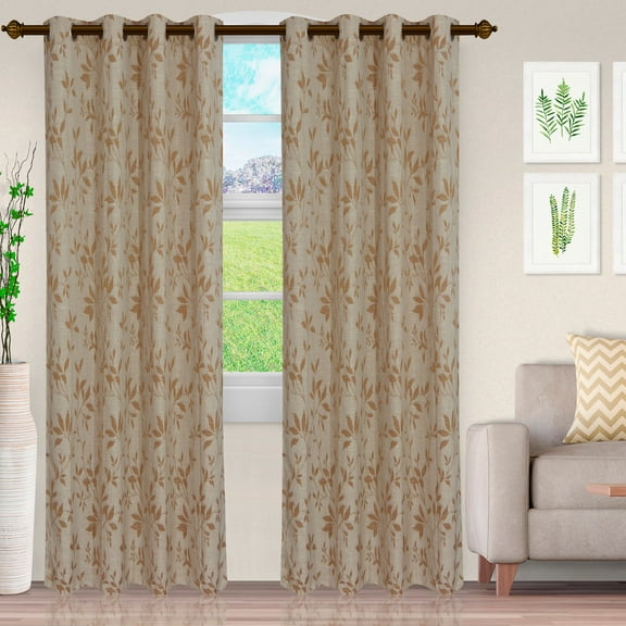 Superior Ghera Jacquard Semi Sheer Curtains, 52" x 108", (2 Panels), Chocolate/Ivory