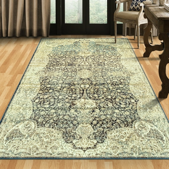 Superior Gilkes Cream 8 ft. x 10 ft. Classic Floral Indoor Area Rug