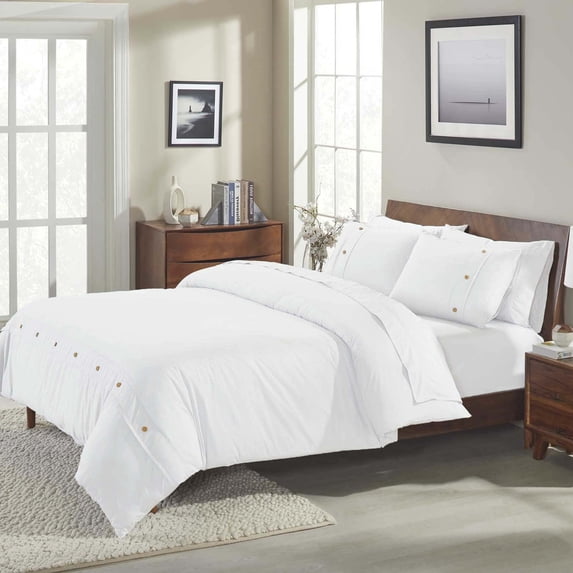 Superior Gina Organic Cotton Duvet Cover Set, King/California King, White