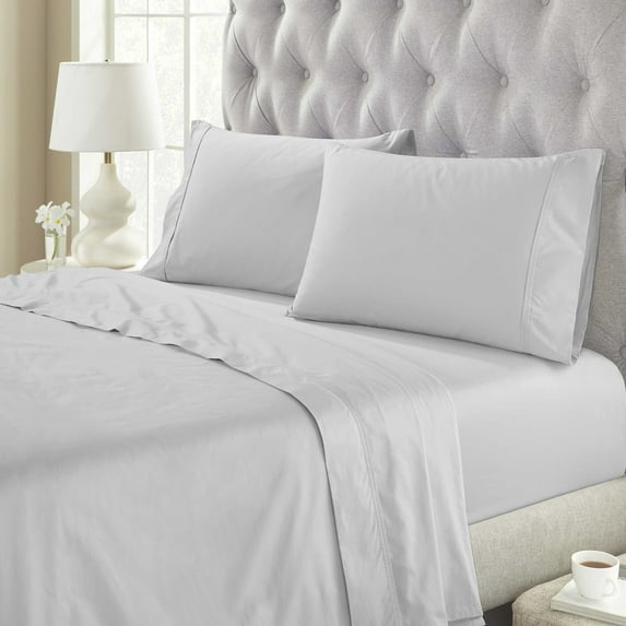 Superior Gina Organic Cotton Percale Fitted Bed Sheet, Queen, Silver