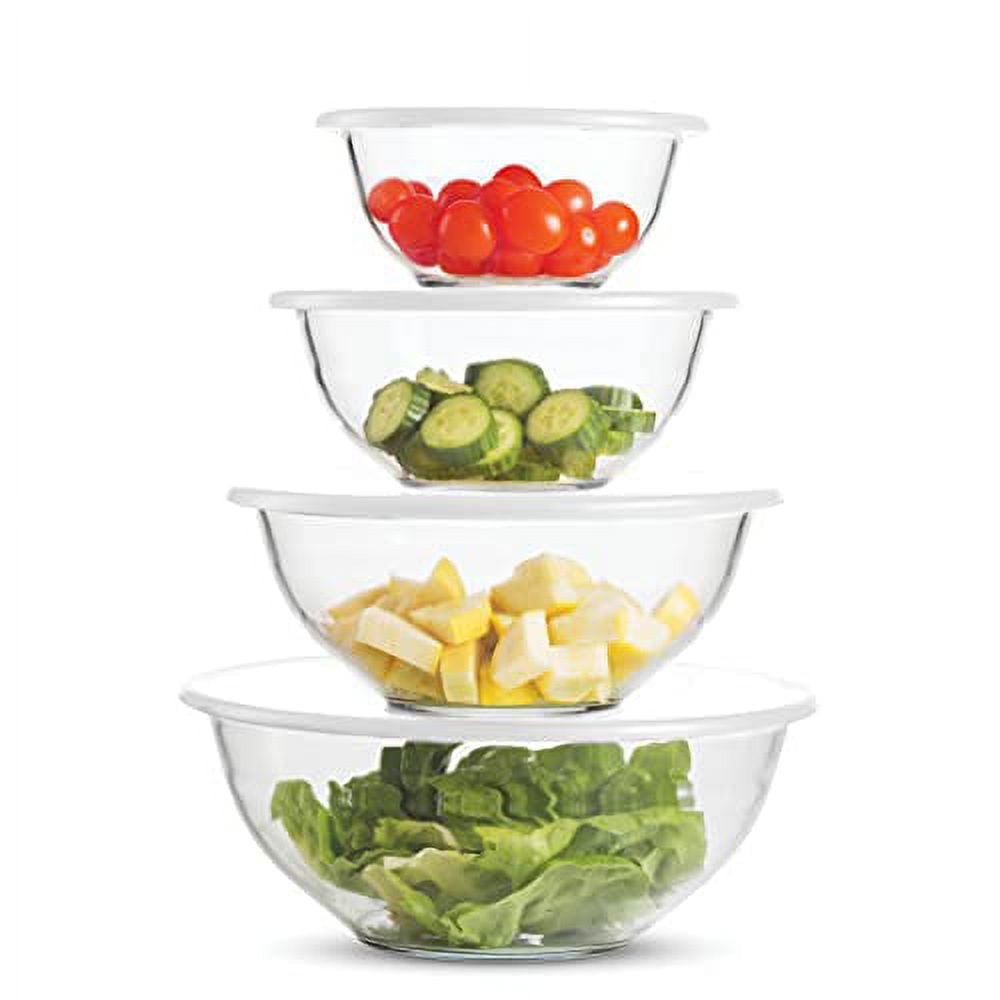 Glass Mixing Bowl Set - 4 Sets Stackable Superior Premium Meal-prep  Container