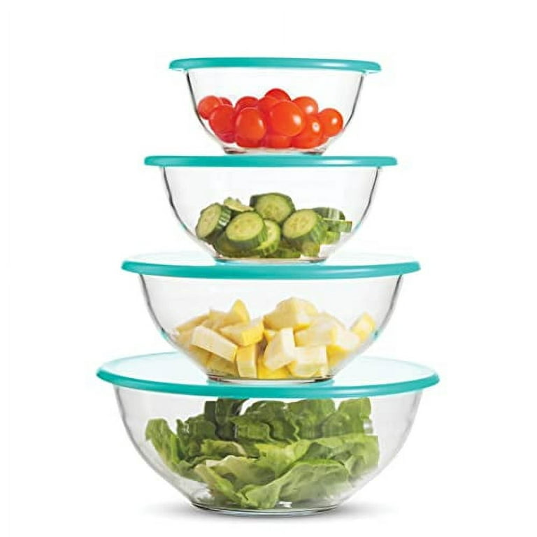 Table Concept Mixing Bowls with Lids, Glass Mixing Bowl Set with BPA Free Lids, Space Saving Nesting Bowls, Food Storage Containers, 6 Piece Set