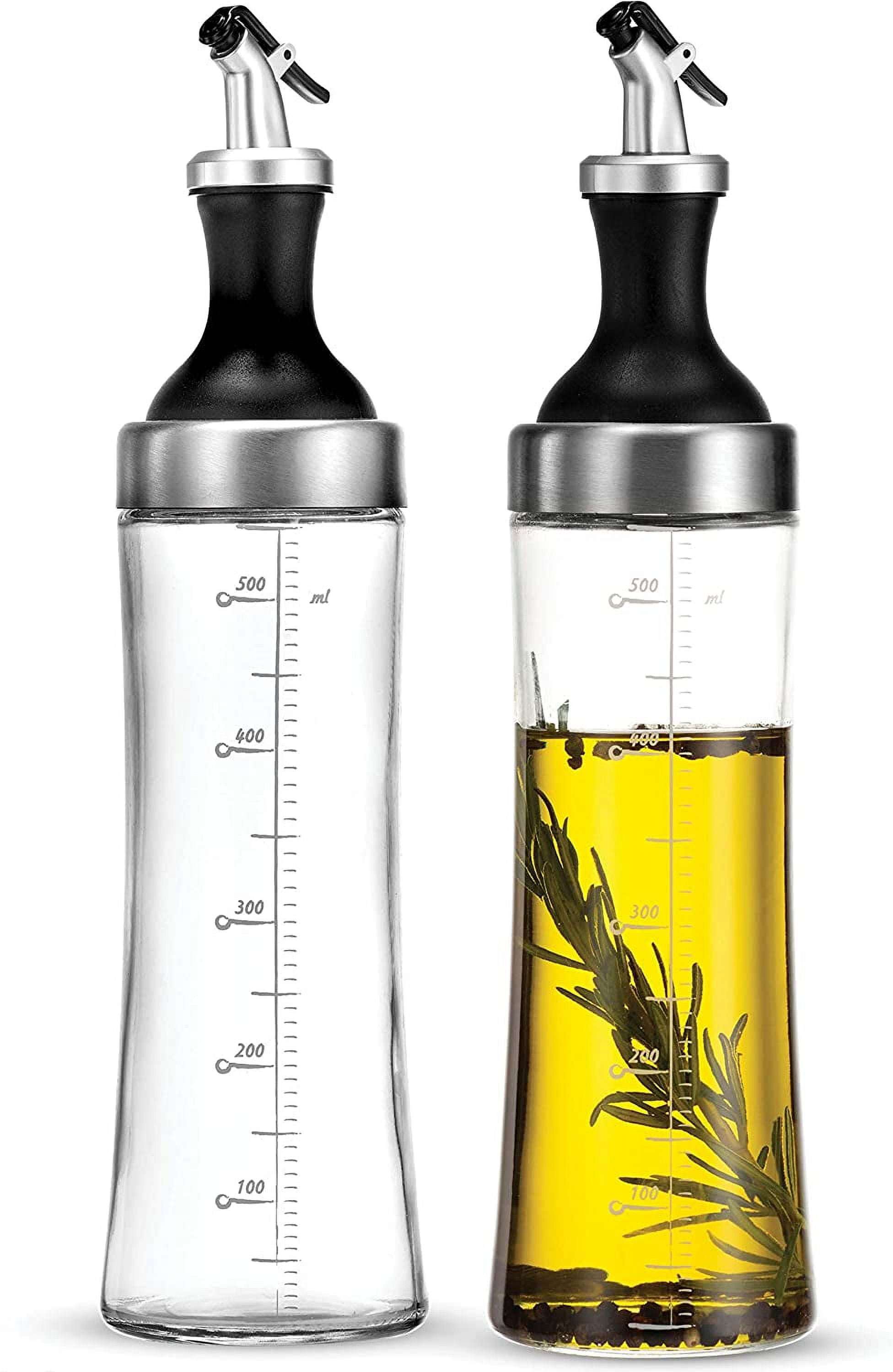 Aelga Olive Oil Dispenser - 14 OZ Glass Oil and Vinegar Dispenser Bottles  Set for Kitchen No Drip-Set of 2