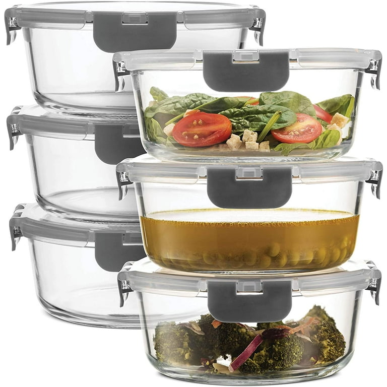 Superior Glass Round Meal Prep -3pk (32oz) BPA-free Airtight Food Storage  Containers with 100% Leak Proof Locking Lids, Freezer to Oven Safe Great