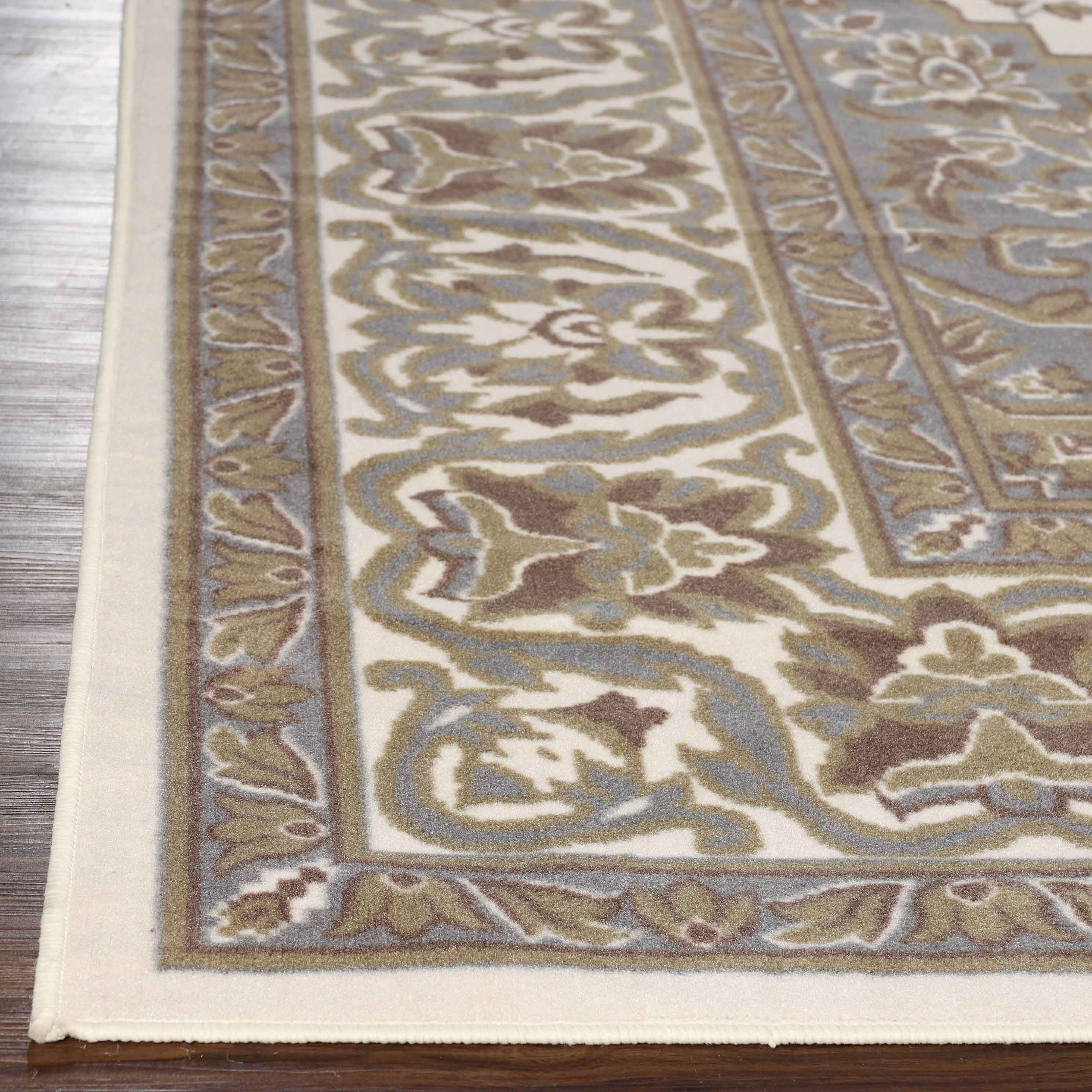 Green Floral Medallion Synthetic Runner Rug, 2'7" x 6'
