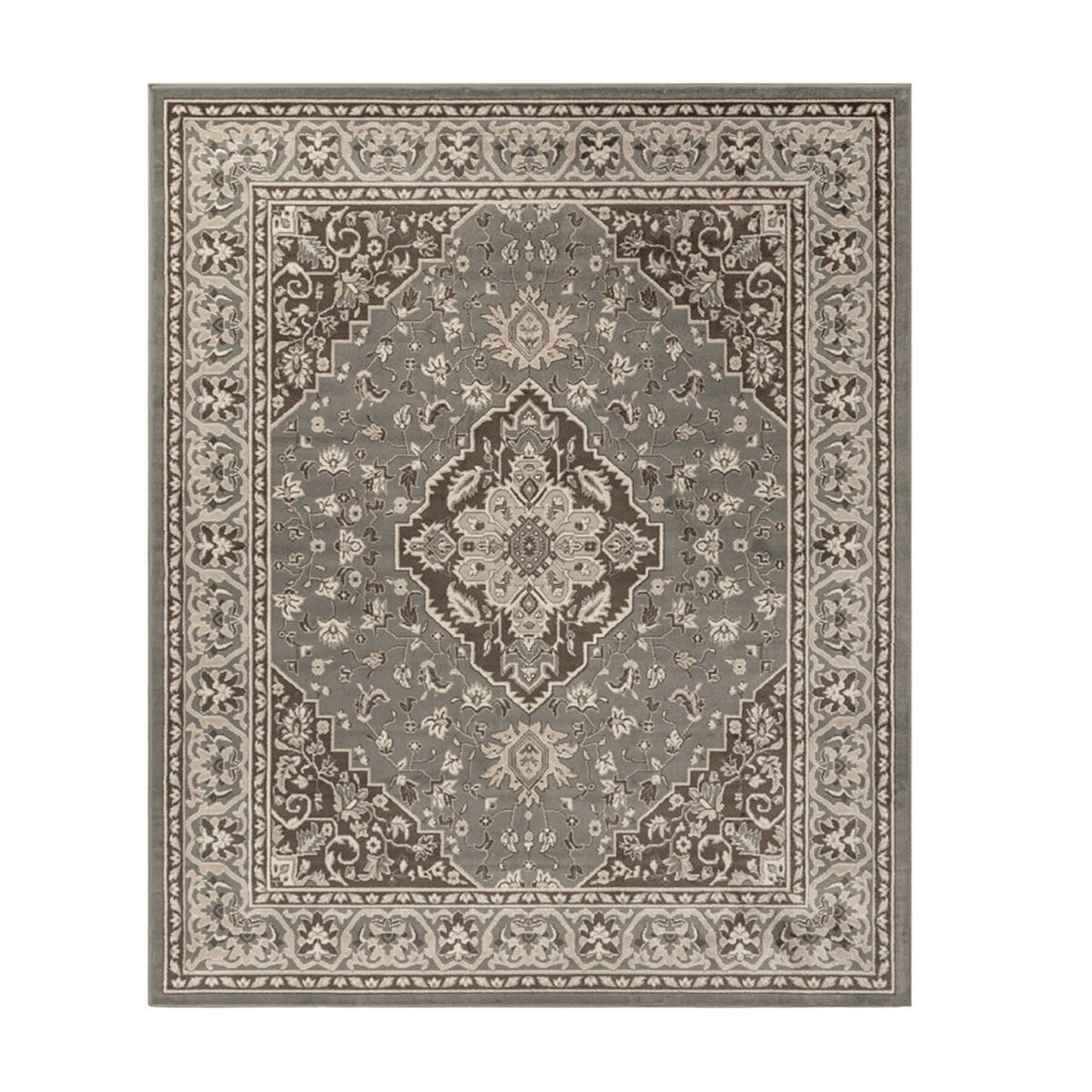 Gray Floral Medallion Synthetic Indoor Area Rug, 3'x5'