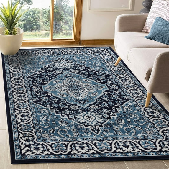 Superior Glendale Oriental Medallion Indoor Area Rug, 8'x10', Blue