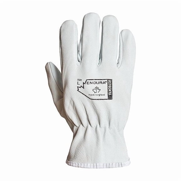 Drivers Gloves, Shirred Slip-On Cuff, Keystone Thumb, White, S, 12 PK 378GKTA-S