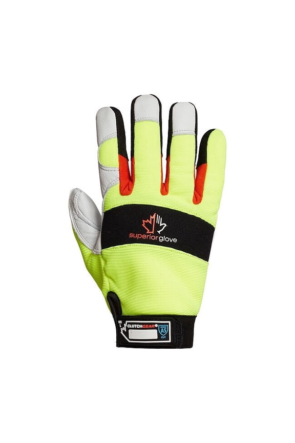 Leather Gloves, Goatskin, Shirred Slip-On Cuff, Wing Thumb, Green/White, L, 1 PR