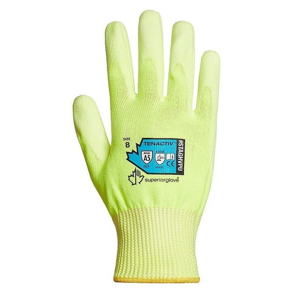 Superior Glove Polyurethane Knit Glove,Hi Viz,11,PR STAGHVPU-11