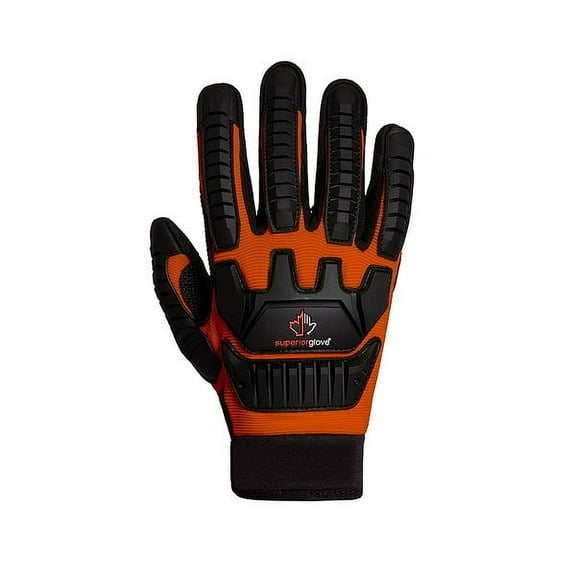 Superior Glove Work Gloves,Mechanics,PVC,Black/Org,PR MXVSBE-S