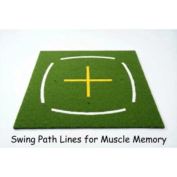 Superior Golf Hitting Mat 5x4ft Includes 6 Tees, Artificial Turf Practice Mat with Standing Guide-Line & Swing Path Line Durable Golf Training Aid for Indoor & Outdoor