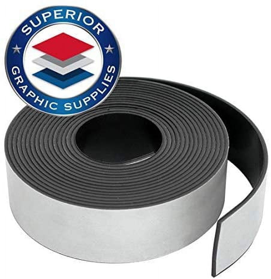 Superior Graphic Supplies Flexible Magnetic Tape - Self Adhesive Magnetic Tape Roll 30 Mil / 0.03" Thick, Adhesive, 1 Roll Pack 1.5" x 10'