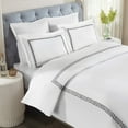 thumbnail image 1 of Superior Harrison Embroidered Cotton Duvet Cover Set, Full/Queen, White/Black, 1 of 10